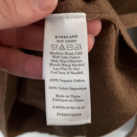 Everlane | Organic Cotton Dark Camel Crew Neck Knit Sweater Size XL - Picture 8 of 9